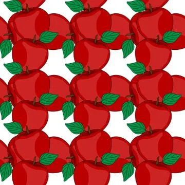 Elegant seamless pattern with ripe red apples, design element Stock Illustration