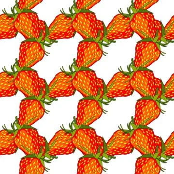 Elegant seamless pattern with ripe red strawberries, design element Stock Illustration