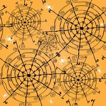 Elegant seamless pattern with spider webs and spiders for your design Illustrazione stock
