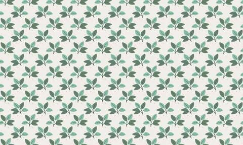 Elegant seamless pattern of stylized green leaves on a cream background.  P.. Stock Illustration