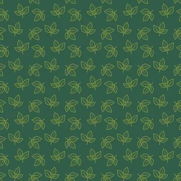 Elegant seamless pattern of stylized leaves on a deep green background.  Perf Illustrazione stock