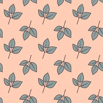 Elegant seamless pattern of stylized leaves on a soft peach background.  Perf Illustrazione stock