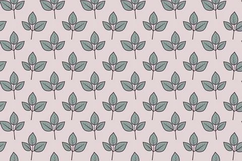 Elegant seamless pattern of stylized leaves on a soft pink background.  Per.. Stock Illustration