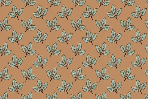 Elegant seamless pattern of stylized leaves on a warm brown background.  Pe.. Illustrazione stock