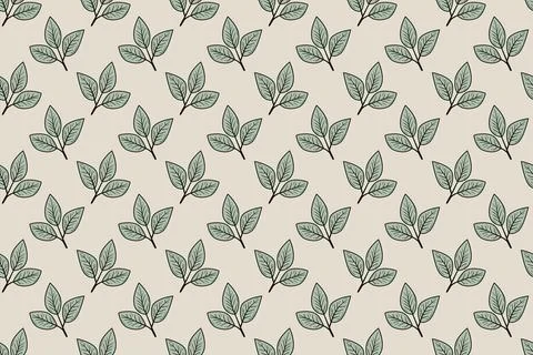 Elegant seamless pattern of stylized leaves on a beige background.  Perfect.. 스톡 일러스트