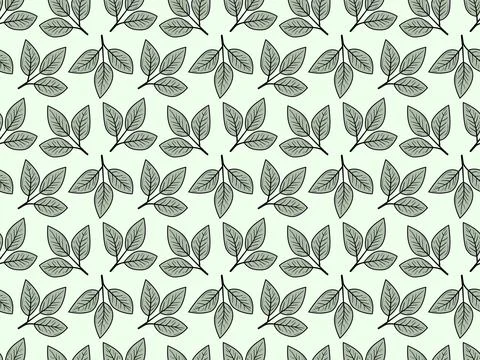 Elegant seamless pattern of stylized leaves on a pale green background.  Pe.. Stock Illustration
