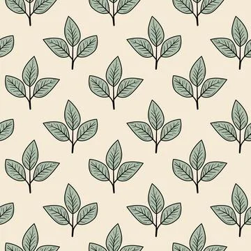 Elegant seamless pattern of stylized leaves on a beige background.  Perfect f Stock Illustration