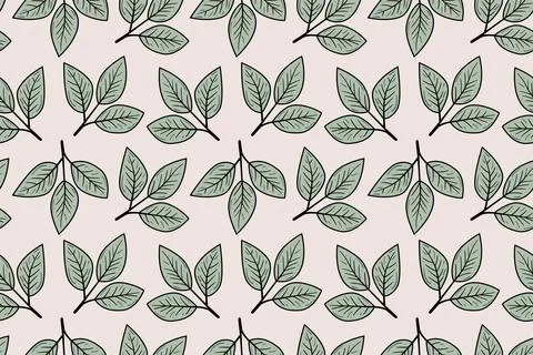 Elegant seamless pattern of stylized leaves on a pale background.  Perfect .. Stock Illustration