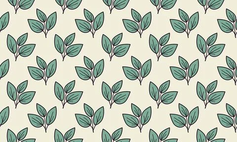 Elegant seamless pattern of stylized teal leaves on a cream background.  Pe.. Stock Illustration