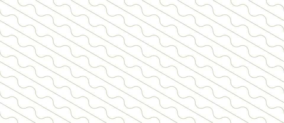 Elegant seamless pattern with thin beige wavy lines arranged diagonally on white Stock Illustration