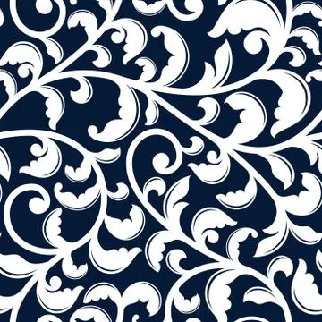 Elegant seamless pattern with white foliage Illustrazione stock