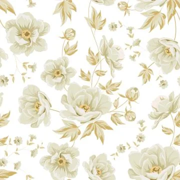Elegant seamless peony pattern. Stock Illustration