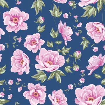 Elegant seamless peony pattern. Stock Illustration