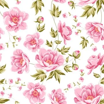 Elegant seamless peony pattern. Stock Illustration