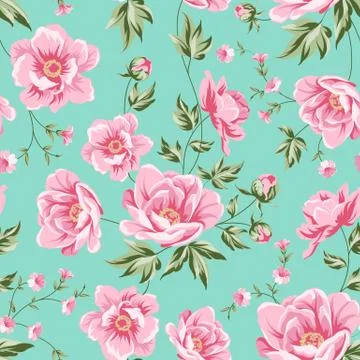 Elegant seamless peony pattern. Stock Illustration