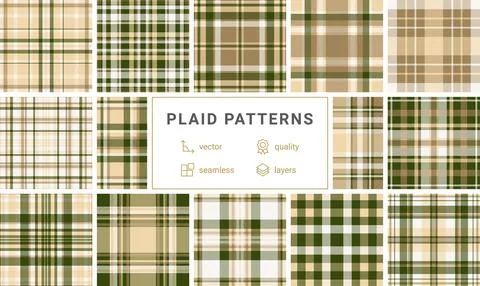 Elegant seamless plaid pattern featuring earthy beige and forest green tone.. Stock Illustration