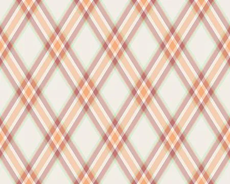 Elegant seamless plaid pattern featuring soft diagonal lines in pastel peach, Stock Illustration