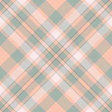 Elegant seamless plaid pattern featuring diagonal soft peach, sage green, and Stock Illustration
