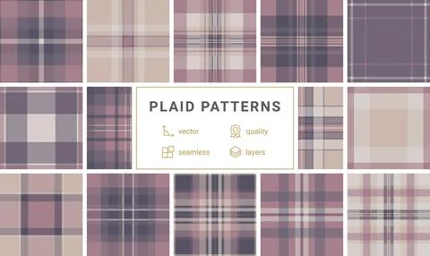 Elegant seamless plaid pattern in muted mauve and plum tones. This sophistica Stock Illustration