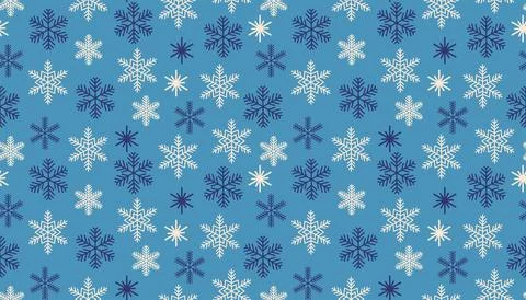 Elegant seamless snowflake pattern in cool blue tones. Ideal for winter-theme Stock Illustration