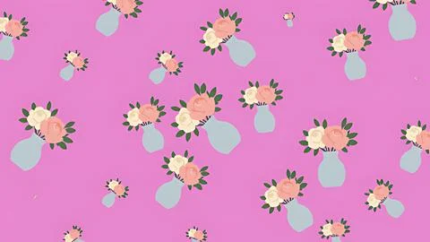 Elegant Seamless Wedding Pattern Featuring Romantic Flower Vases and Roses .. 스톡 일러스트