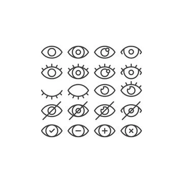 Elegant set of eye, vision, simple eyes. Vector icon template Stock Illustration