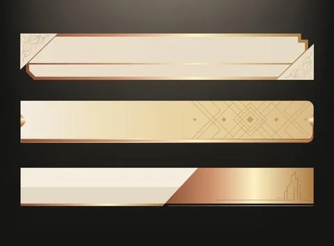 Elegant set of luxury lower third banners premium gold and cream geometric .. Stock Illustration