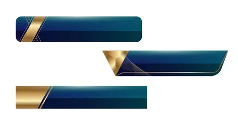 Elegant set of modern lower third banners luxurious dark blue and gold geom.. Stockillustratie
