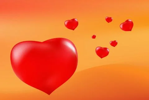 Elegant set of red festive bulk hearts Illustrazione stock