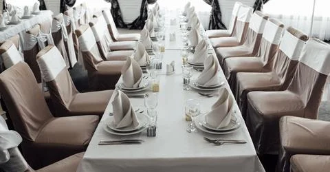 Elegant set table, Wedding preparation Stockfoto's