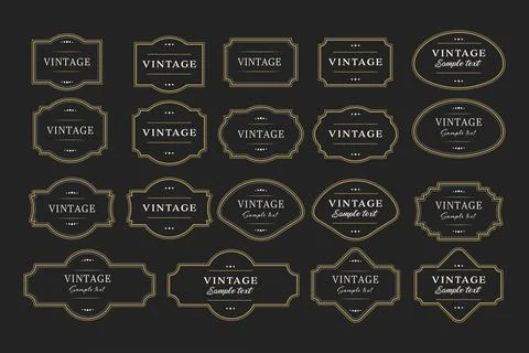 Elegant set of vintage retro frames on black background with text. Vector i.. 스톡 일러스트
