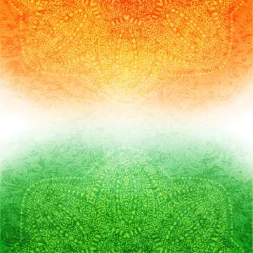 Elegant shiny Indian flag theme with mandala. Vector. 库存插图