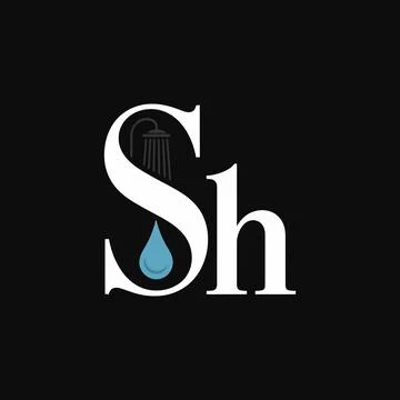 Elegant Shower-Themed Initials Logo with Drop and Modern Design Stock Illustration