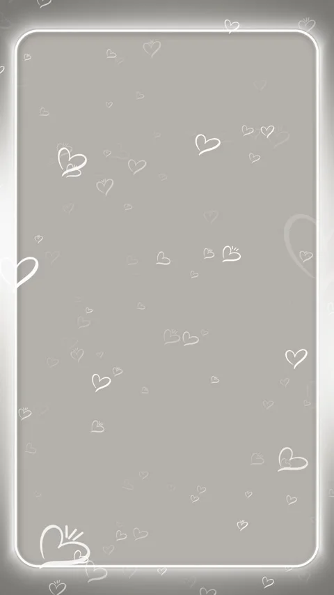 Elegant silver heart border background frame, scattered white hearts, soft gray Stock Footage 340414065