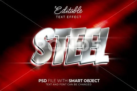 Elegant silver steel editable text effect PSD Template