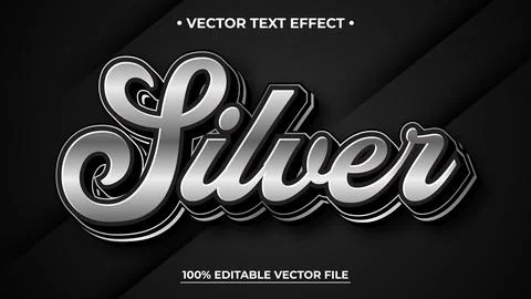 Elegant Silver Text Effect on Black Background, Vector Illustration Design Stock Illustration