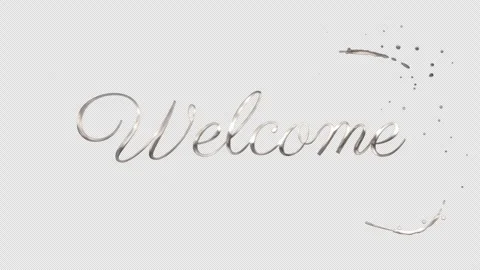 Elegant silver welcome text animation on black background Stock Footage 339060032