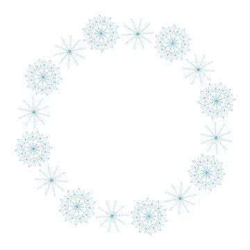 Elegant snowflakes in circle vector graphics Stock Illustration