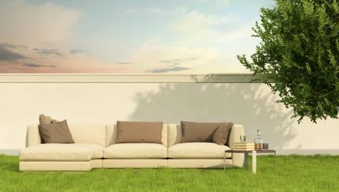 Elegant sofa in a garden Stock Illustration