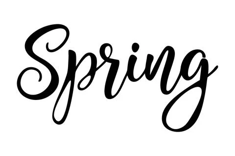 Elegant spring typography in black script. Hand drawn design for banner, fl.. Stock-Illustration