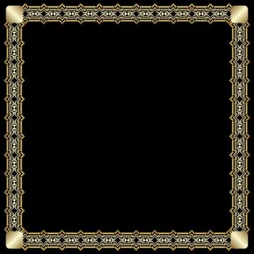 Elegant square border with 3d embossed effect. Ornate luxurious golden frame in Stock Illustration