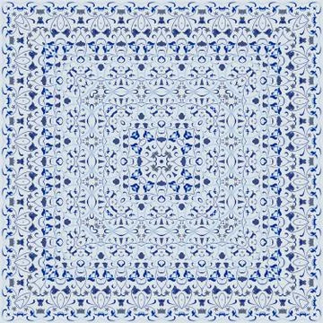 Elegant square light blue arabic pattern. イラスト素材