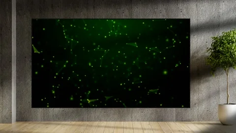 Elegant studio room interior with abstract green animation Video stock 231479284