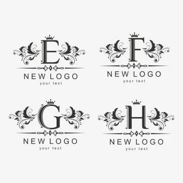 Elegant stylish logo with a pattern. Retro logo with the decor. Stock Illustration