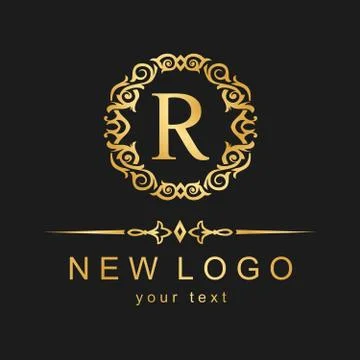 Elegant stylish logo with a pattern. Retro logo with the decor. Stock Illustration