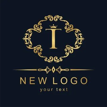 Elegant stylish logo with a pattern. Retro logo with the decor. Stock Illustration