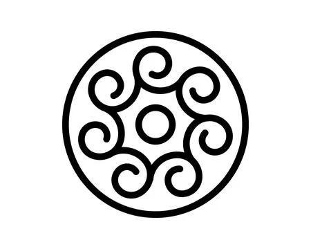 Elegant, stylized round design featuring swirling elements. Abstract symbol.. Stock Illustration