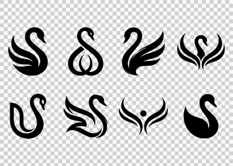 Elegant swan logo vector collection graceful waterbird designs for branding.. Stock Illustration