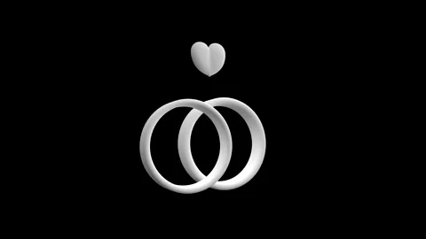 Elegant Symbol of Eternal Bond: Interlocking Rings and Heart Motif Video stock 341921423