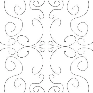 Elegant Symmetrical Scrollwork Line Art Pattern Stock Illustration